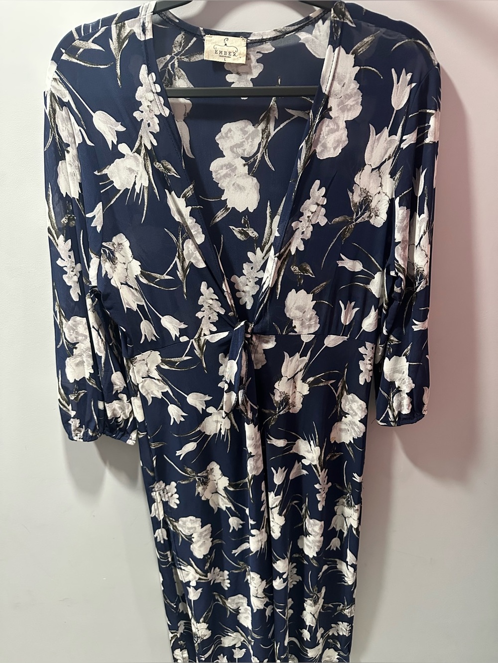 Ember Floral Navy Blue White Cover up or over a tank with shorts/pants or dress